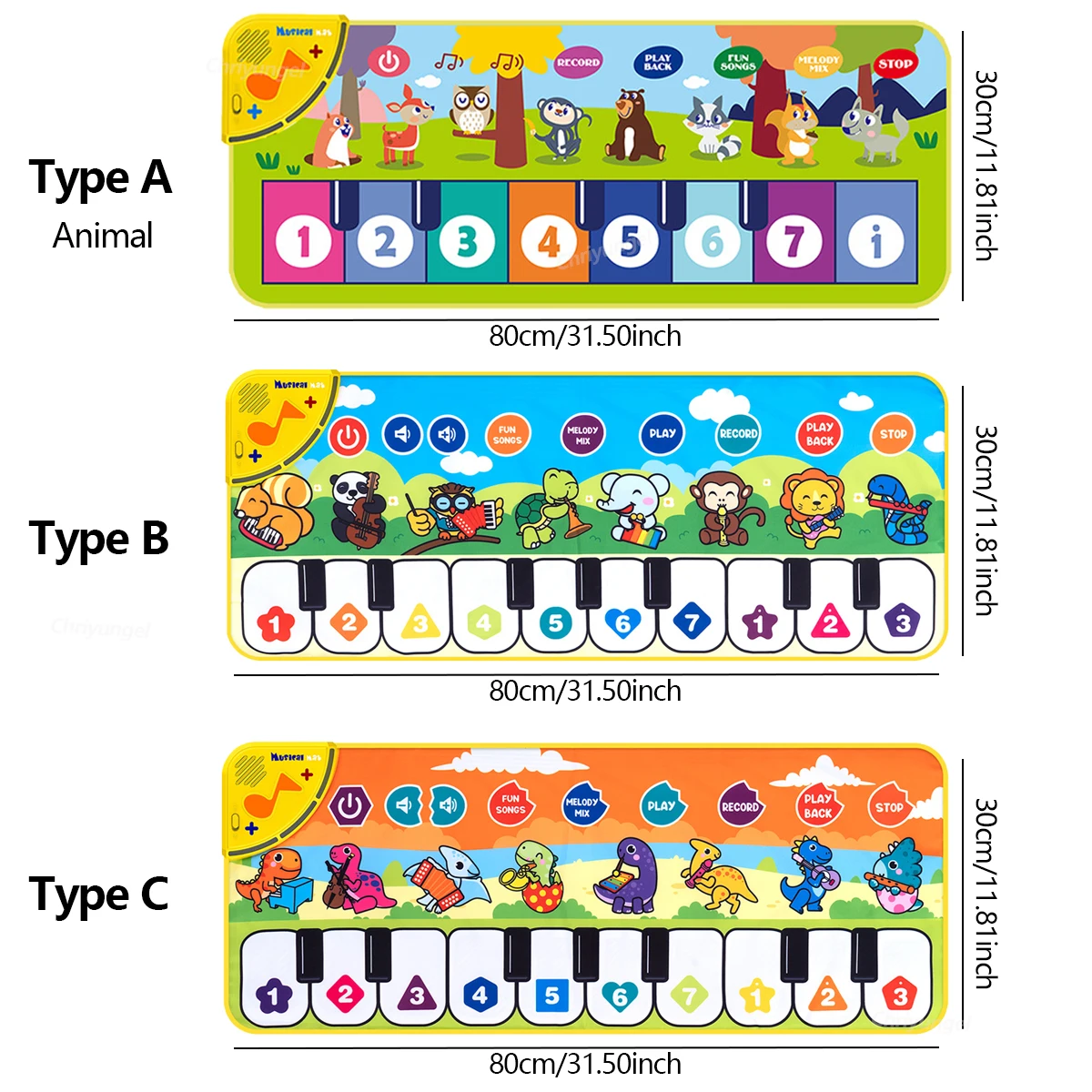 Tapis de Piano pour enfants 80*30cm, tapis de danse pour clavier de sol pour tout-petits, tapis de jeu Musical, jouets pour instruments de musique, cadeau pour tout-petits filles et garçons
