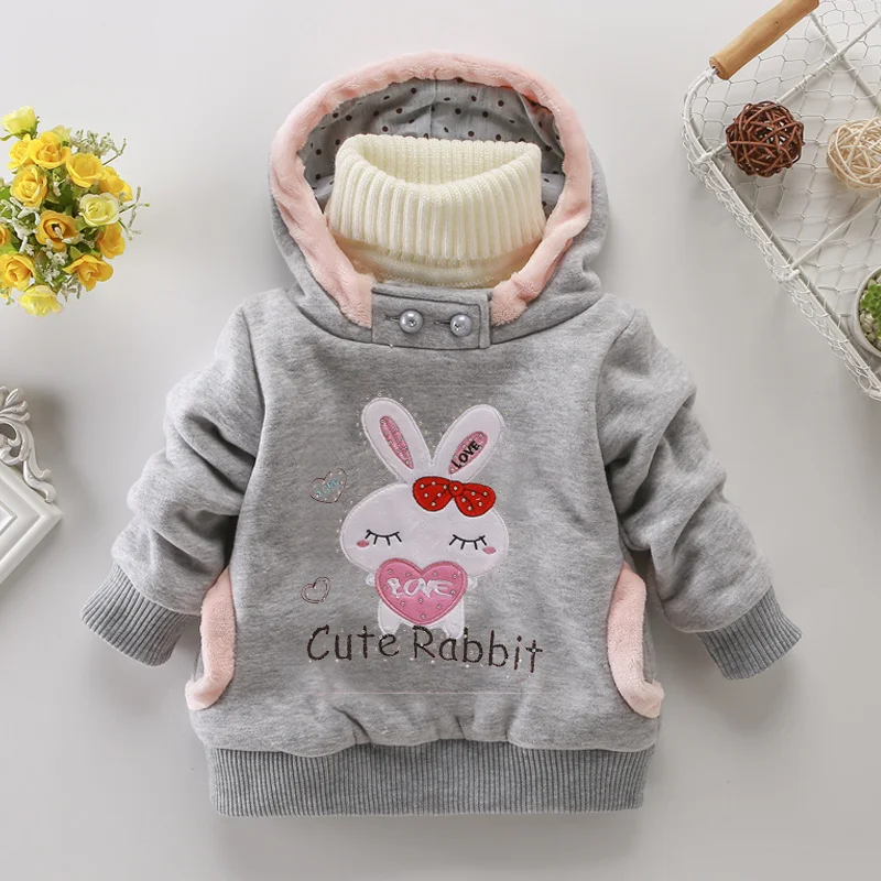 Lzh Hoodie Warmte Outfit Warme Jassen Voor Kinderen Winter Kinderen Konijn Gebreide Hoge Kraag Pluche Top Kleding Meisjes Van 2-7 Jaar