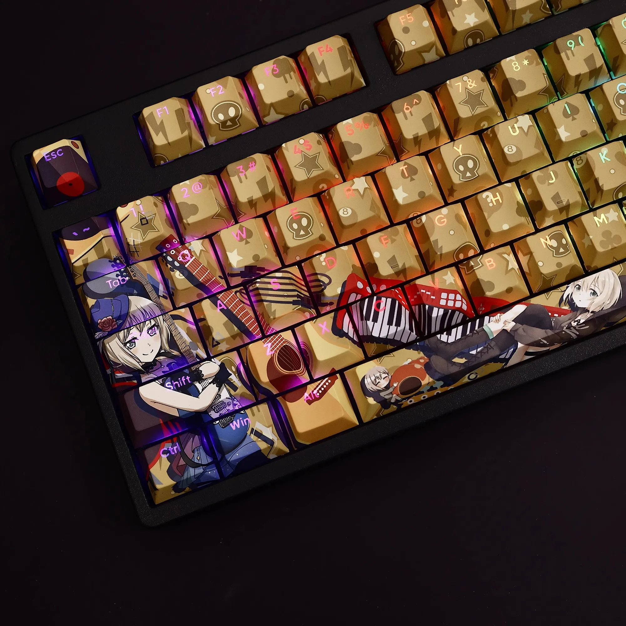 108 Keys/set BanG Dream Keycap PBT Dye Sub Backlit Keycaps Anime Gaming Key Caps For ANSI 61 87 104 108