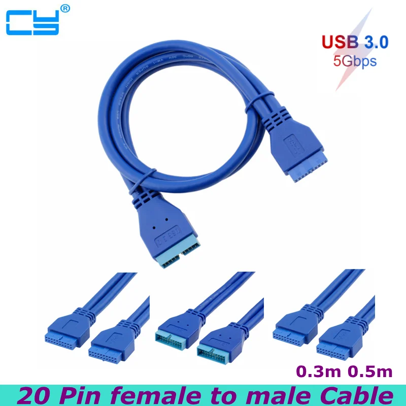 5Gbps USB Extension Cable USB3.0 20Pin Female to USB 3.0 20 Pin Male Extension Cable Motherboard Mainboard Cable Extender 0.5m