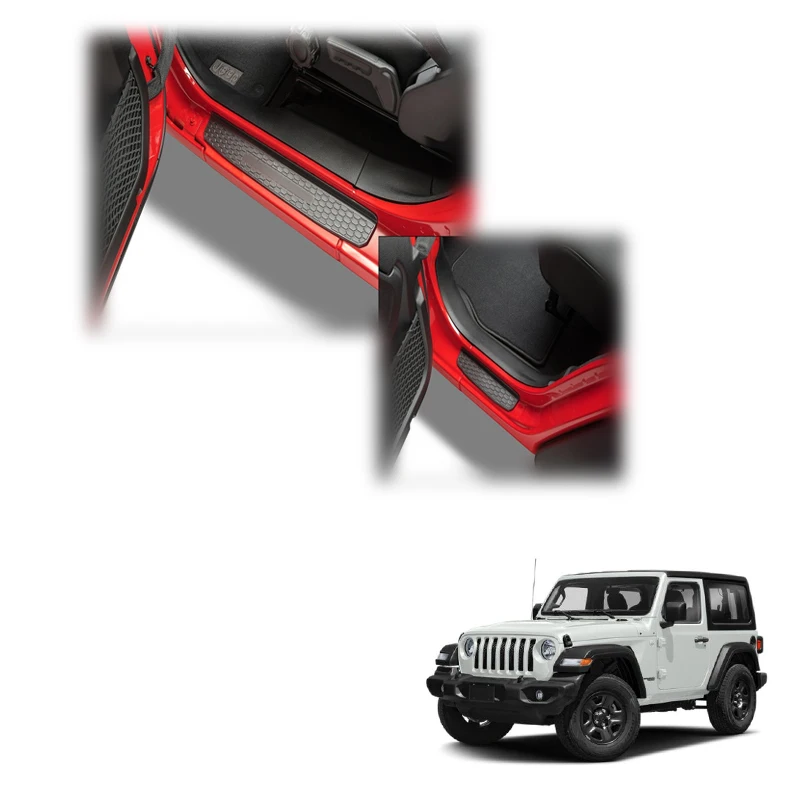 

Flying Wing 4 Door Black Front Rear Protector Scuff Plate Cover Plastic Door Sill Guard For Wrangler JL 2018+