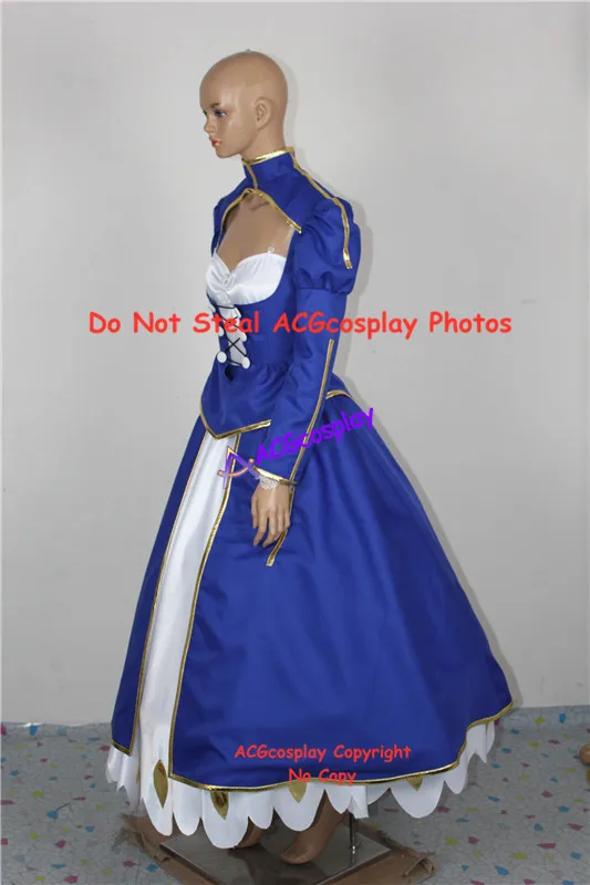 Fate Stay Night Saber Cosplay Costume royal blue version acgcosplay dress