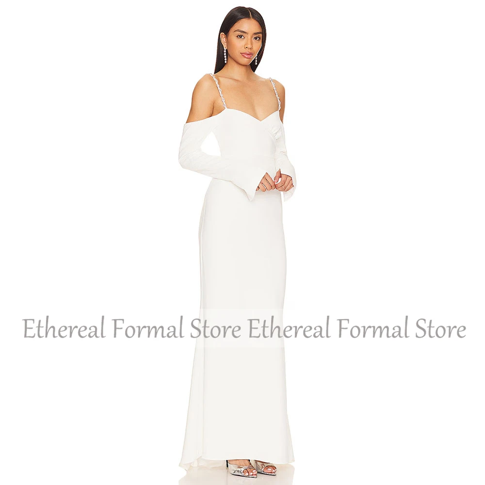 Элегантное вечернее платье цвета слоновой кости с открытыми плечами, платье русалки для выпускного вечера на свадьбу длиной до пола, вечернее платье на бретелях в Саудовской Аравии