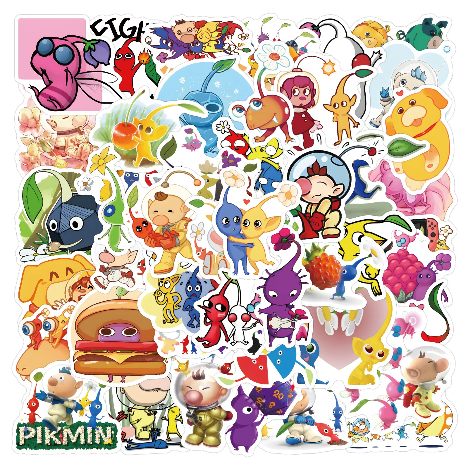 50/100Pcs Cartoon Pikmin Game Figure Graffiti Stickers DIY Notebook Motorcycle Phone Bike Car Decorative Sticker Toy Gifts