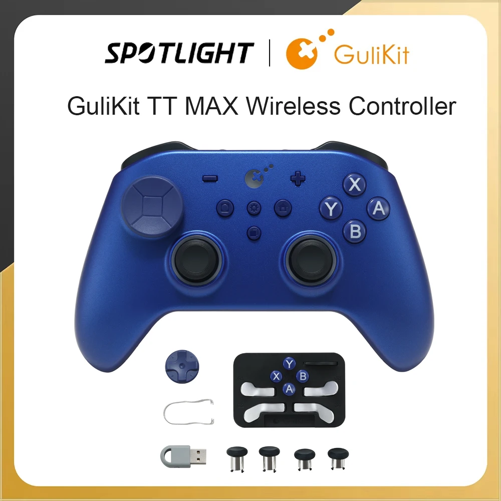 GuliKit TT MAX draadloze gamecontroller voor Switch 1/2 PC Android iOS met in spanning verstelbare TMR-joysticks Anti Drift Gamepad