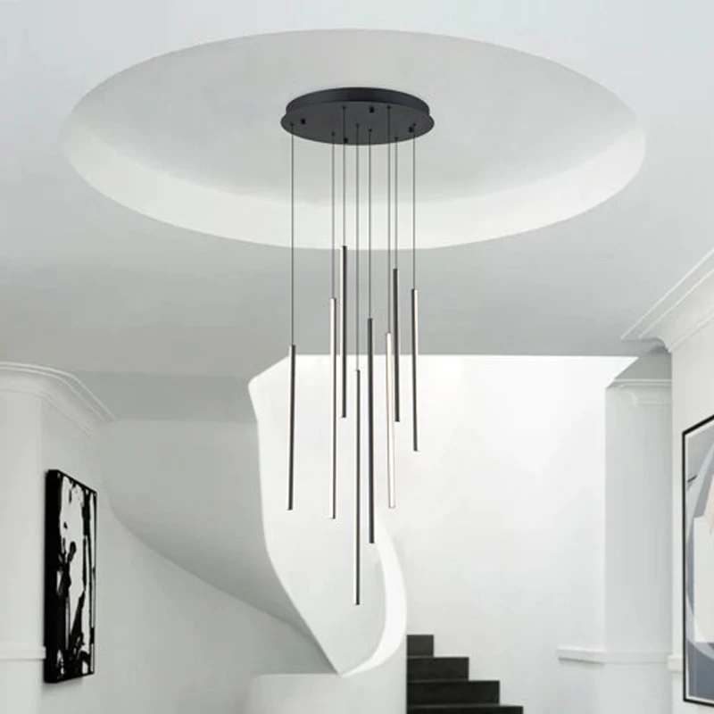 Imagem -01 - Minimalista Led Pendant Lamp Slim Chandelier Iluminação Interior Decoração Sala de Estar Sala de Jantar Escadas minimalista led pendant lamp slim chandelier iluminacao interior decoracao sala de estar sala de jantar escadas 01
