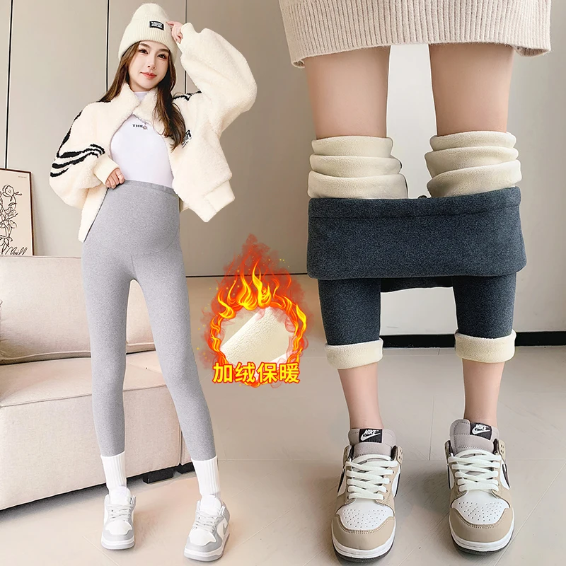 

Женские зимние бархатные леггинсы с высокой талией и не скатыванием для беременных, спортивные штаны для беременных, удобные термоштаны, 3 цвета