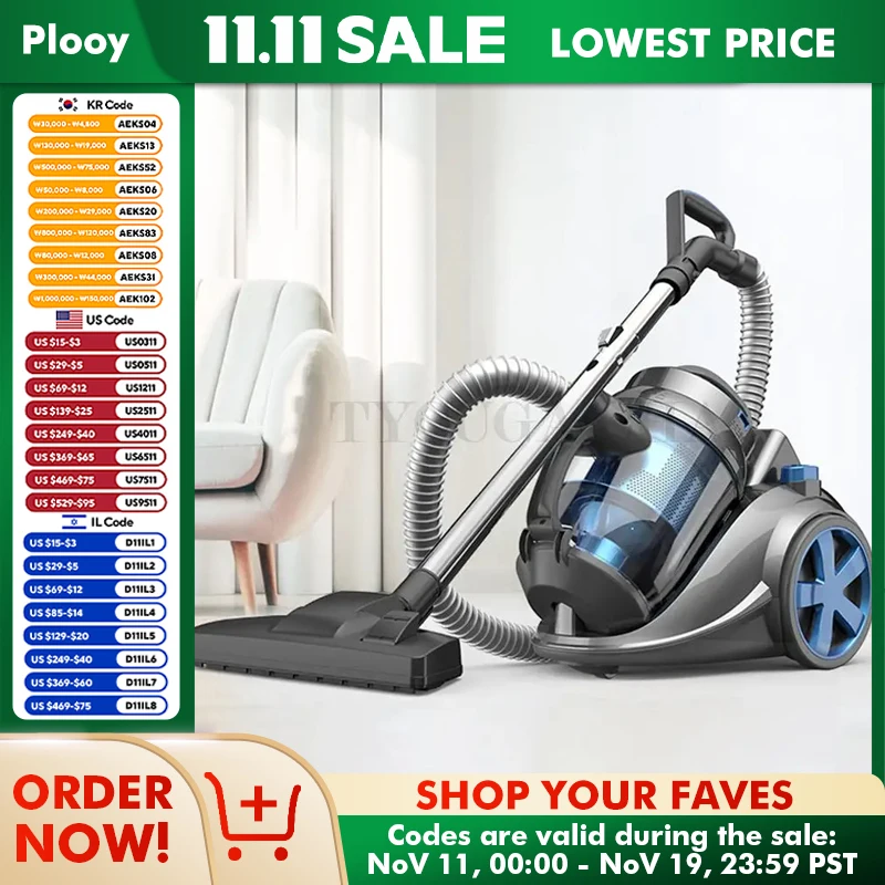 2000W Suction Power 23KPa Vacuum Cleaner Strong Large Power Vacuum Cleaner Household Carpet Mite Removal 2.5L Home Appliance