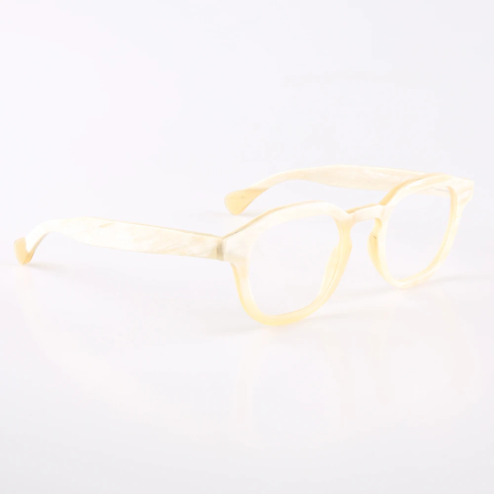 

Man Women Glasses Frames Unique Vintage Retro Square Optical Lenses Eyeglasses Handmade White Horn Prescription Eyeglass Frames