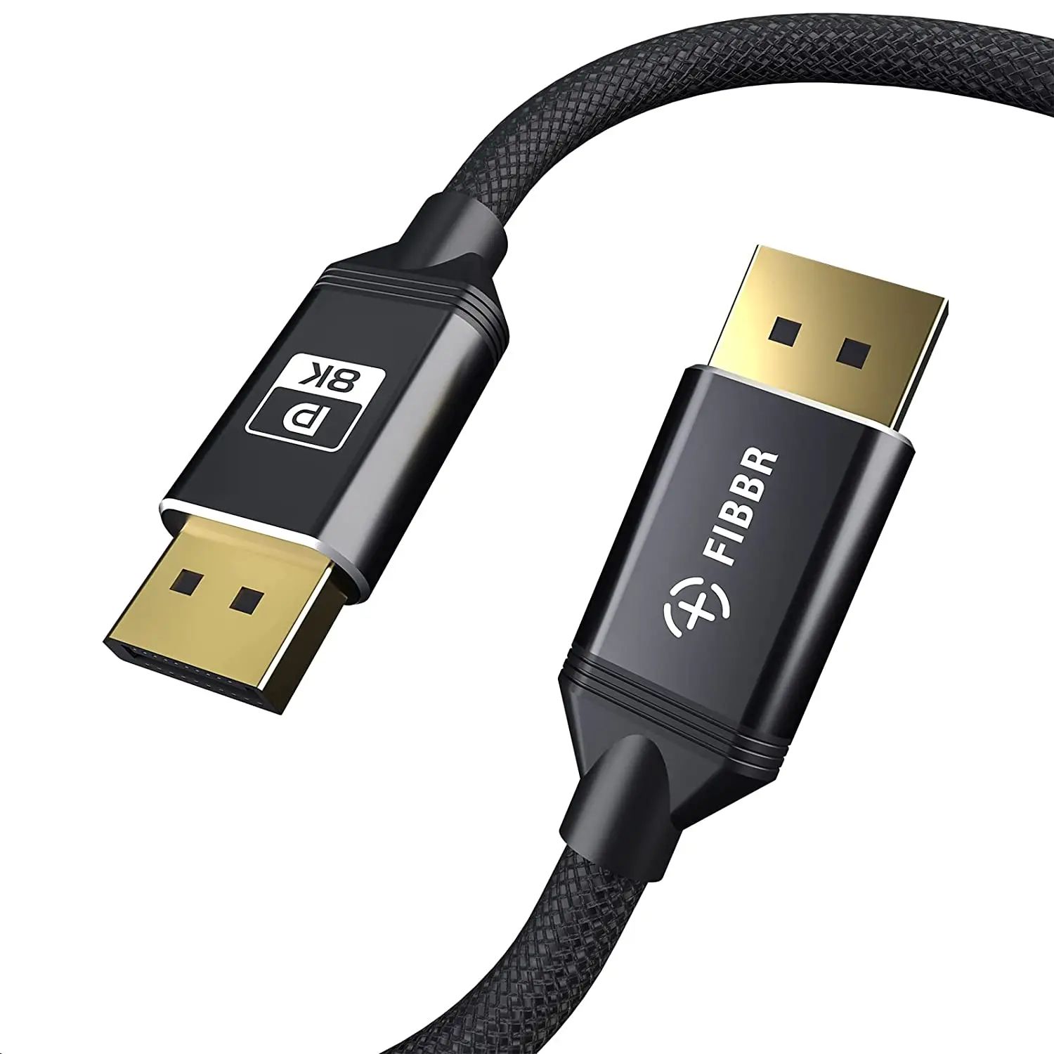 FIBBR DisplayPort Cable 8K DP Cable (8K60Hz, 4K144Hz, 1080P240Hz) HBR3 Support 32.4Gbps, HDCP 2.2, HDR10 for Gaming Graphics PC