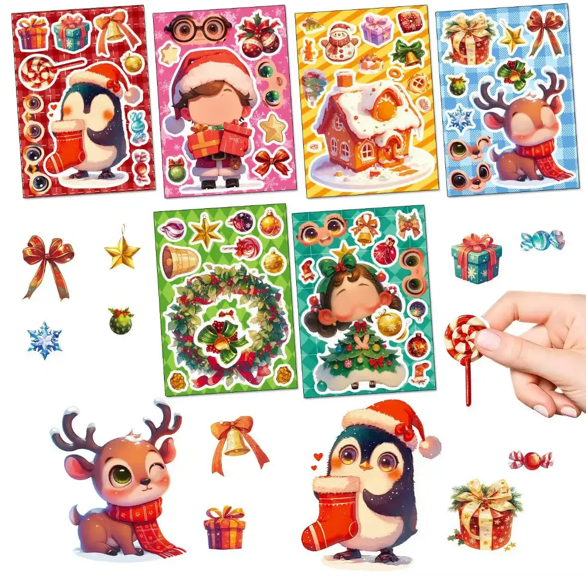 Christmas Puzzle Stickers – Create Your Own Santa Claus Face: Ideal for Children's Party Decorations and as a Christmas Gift