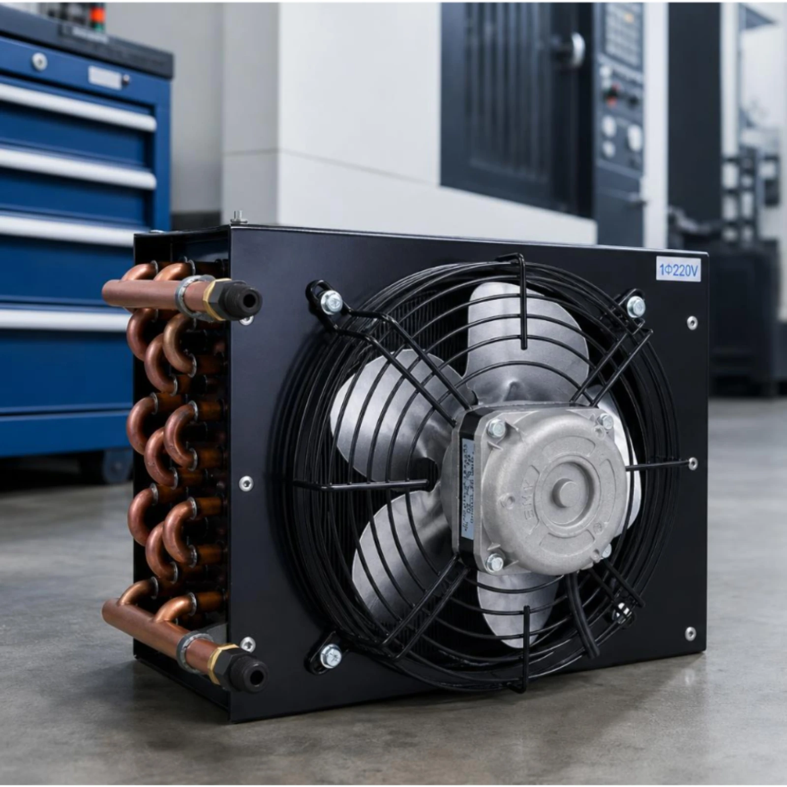 Hydraulic Oil Air Cooler with Fan Compact Hydraulic Oil Cooler Low Noise Metal for Technicians, Workshops, Machine Rooms
