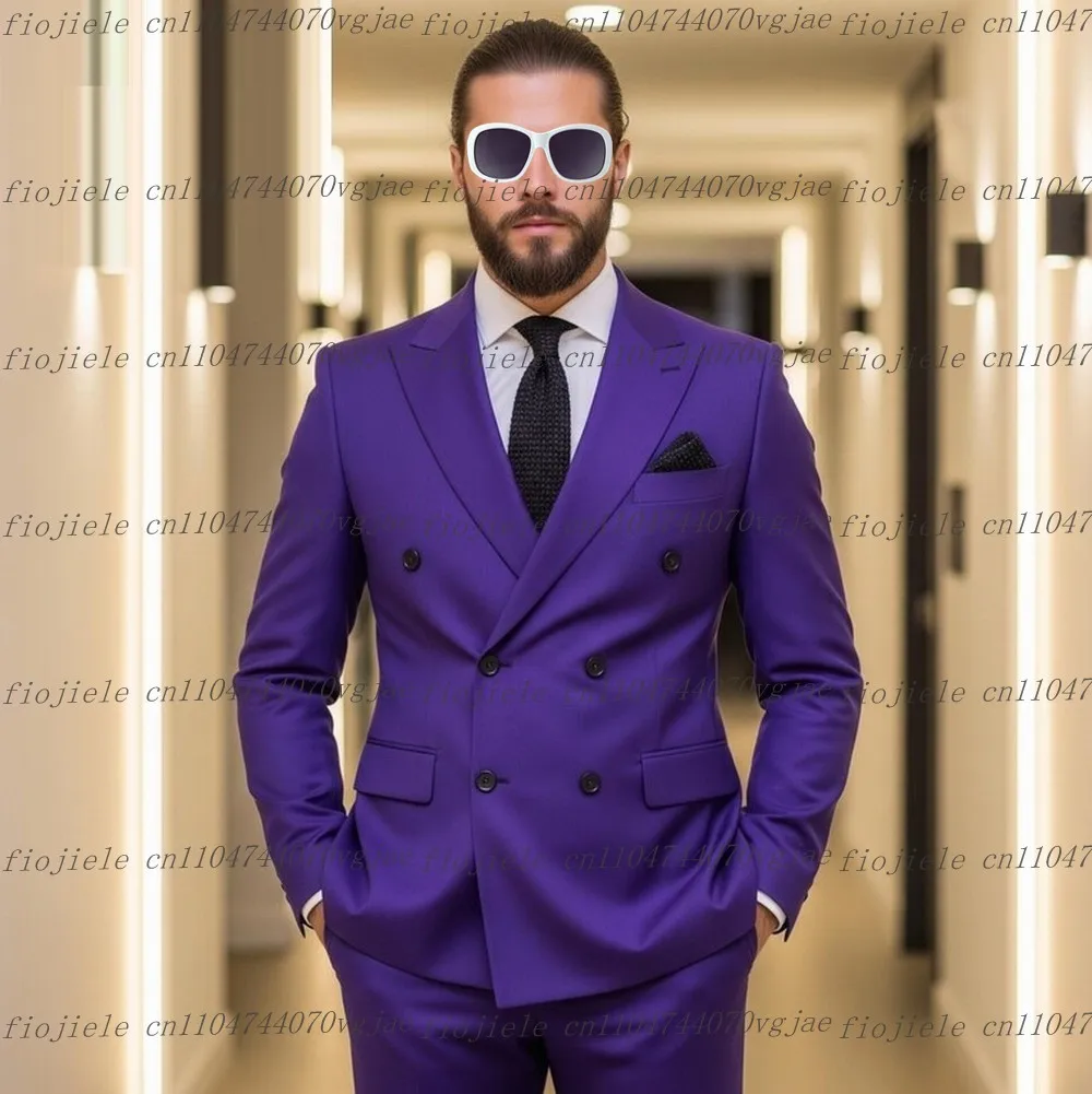 New Formal Occasion Purple Men Suit Wedding Party Groom Groomsman Business Prom Male Tuxedos Customize 2 Piece Set Jacket Pants