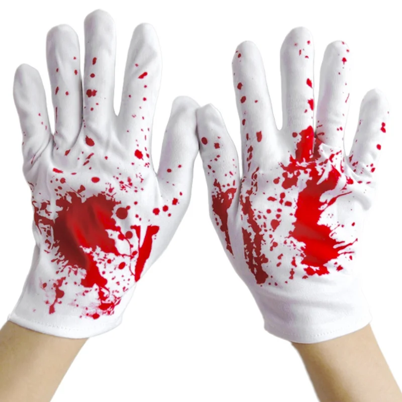 2pcs/pair  HalloweenCosplayHorror Atmosphere Decoration Blood Gloves Ghost Festival Role-Playing Costume Props Gloves，Suitable f