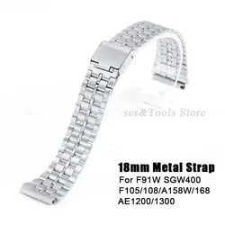 for Casio F-91W 18mm Stainless Steel Watchband for SGW400 F91W F84 F105/108/A158W/168 AE1200/1300 Vintage Steel Wrist Bracelet