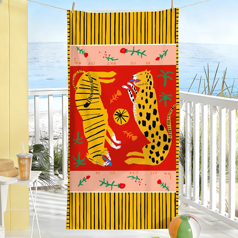 Ancient Egypt Tigers Leopard Towel Quick Dry Soft Yoga Swimming Fitness Mountain Climbing Large Beach Towels