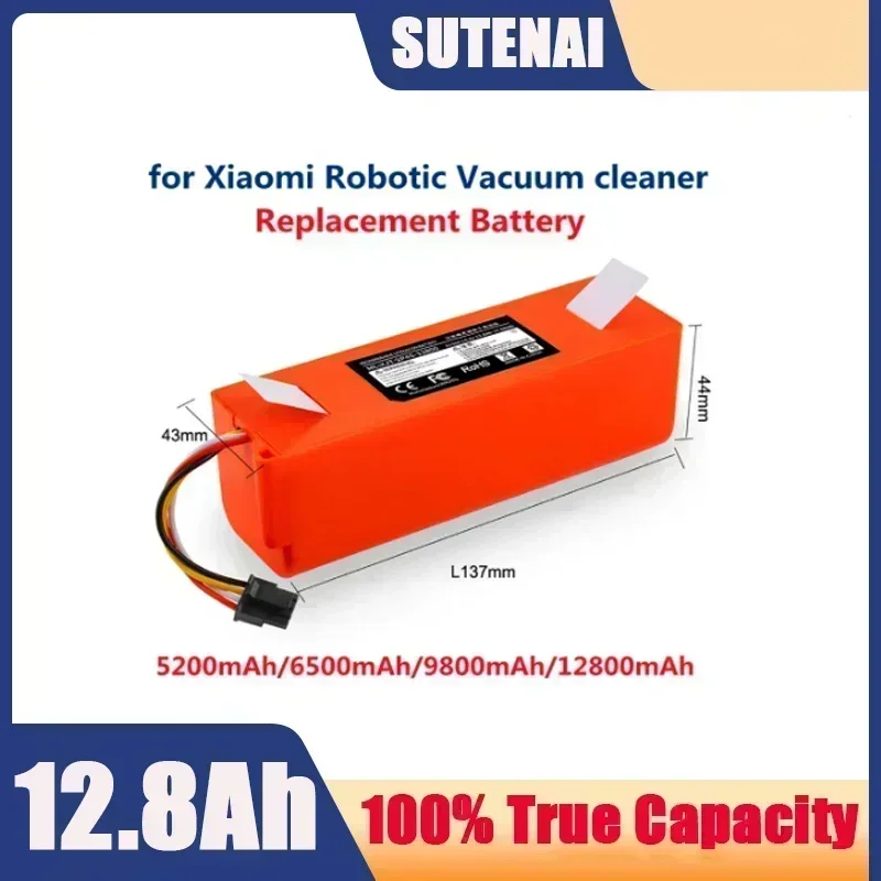 BRR-2P4S-5200S 14.4V 12800mAh Robot Aspirapolvere Batteria di Ricambio Per Xiaomi Roborock S55 S60 S65 S50 S51 S5 MAX S6 Parti