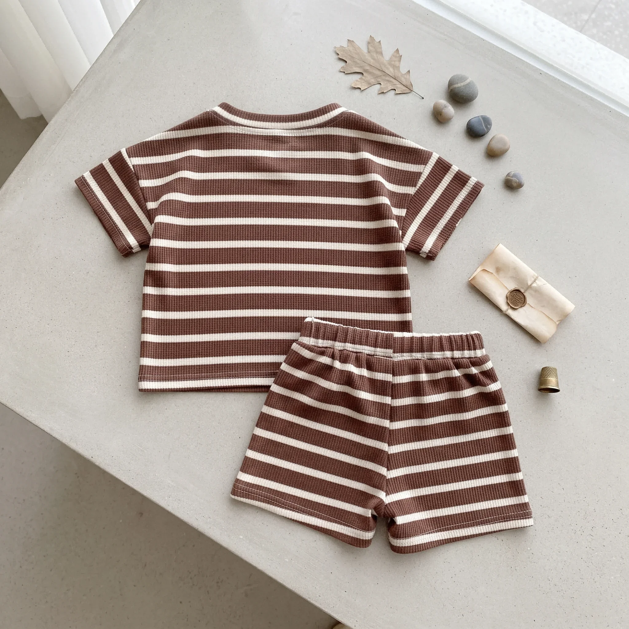 2PCS New Stripe Short Sleeve T-shirt + Shorts Clothing Sets Summer Casual Style Baby Boys Girls Children's Clothes Suit 0-3Y