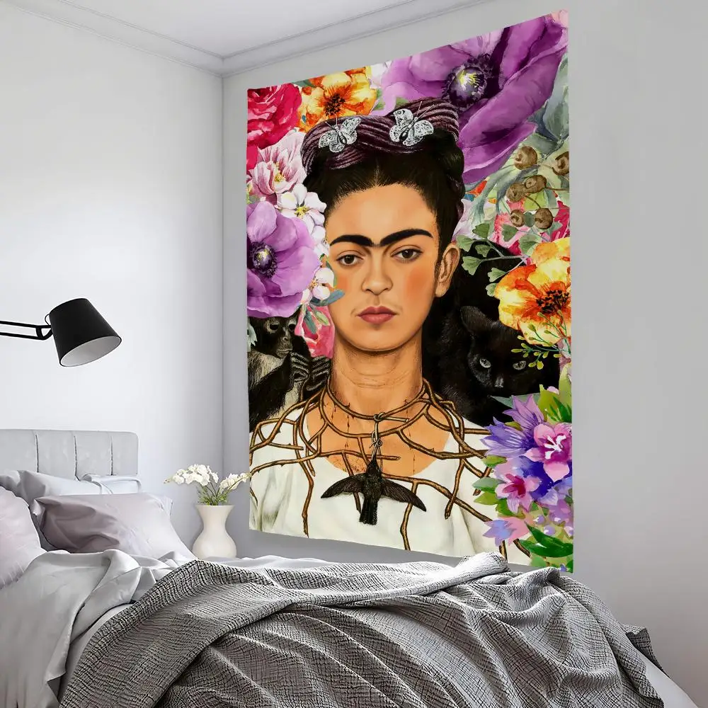 F-Frida K-Kahlo Art Tapestry Indoor Outdoor Living Room Rug Patio All Weather Use Carpet Versatile Waterproof Home Decor