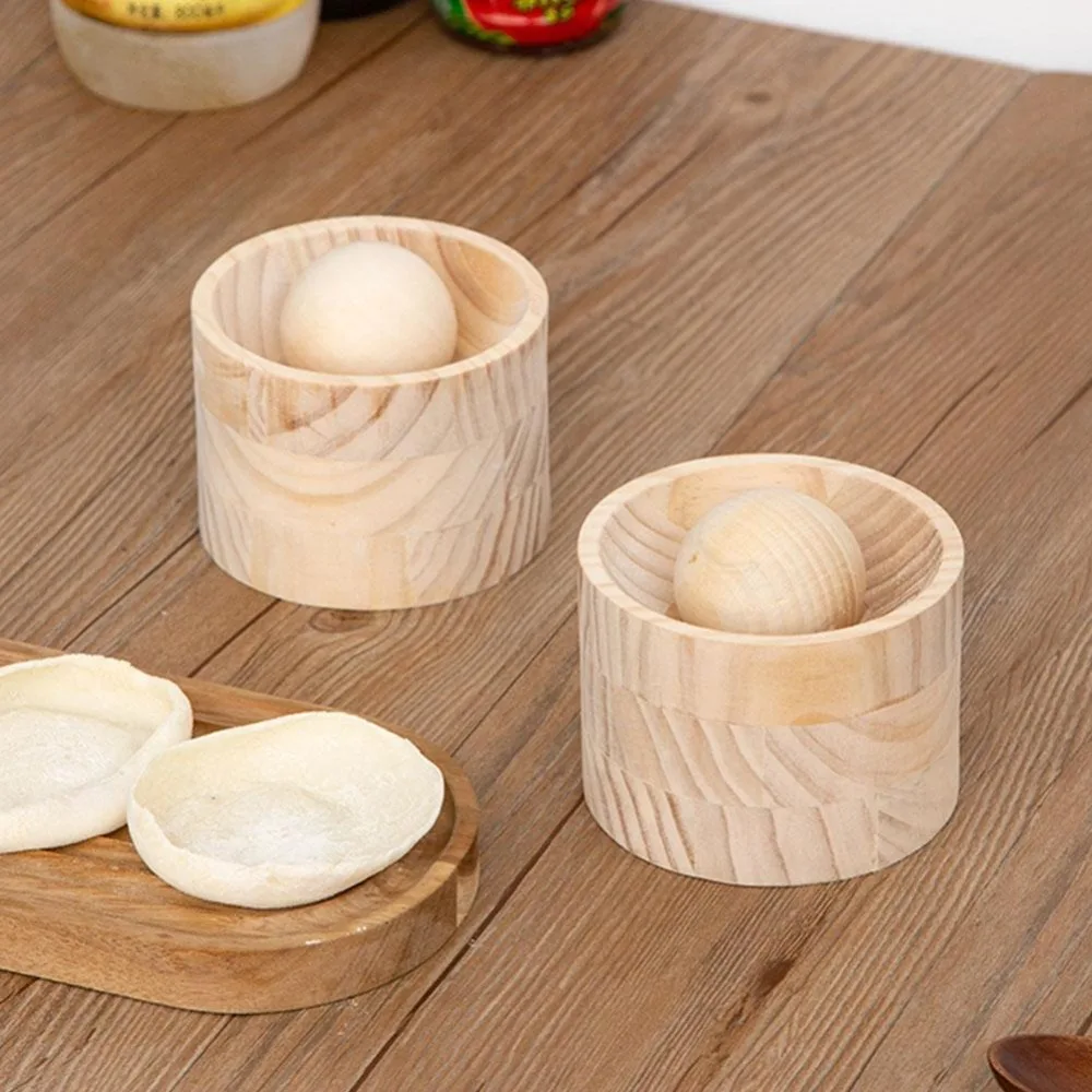 Wooden Dumpling Skin Maker Round Shaped Pastry Tool Dumpling Wrapper Skin Making Mold DIY Reusable Dough Pressing Tool