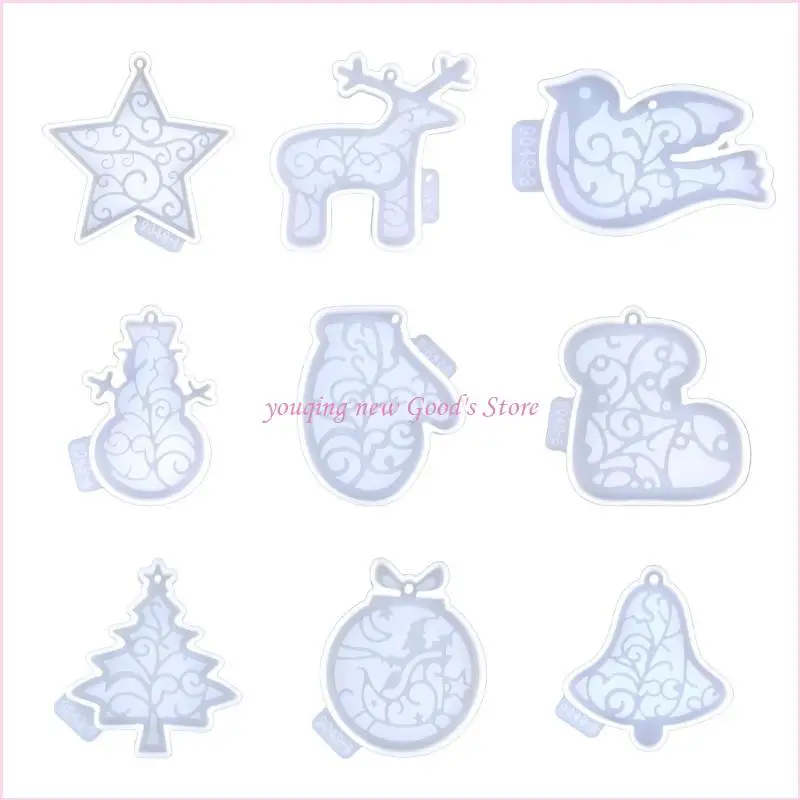 

57QA 9 шт. силиконовая рождественская серия брелок для ключей из смолы форма для подвески для DIY Craft