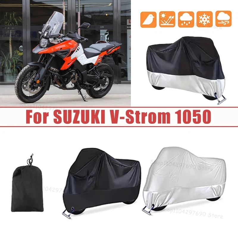 210D Oxford Motorcycle Cover Waterproof All Season UV Protection For SUZUKI V-Strom 1050 Anti-Tear Windproof Motorbike Cover