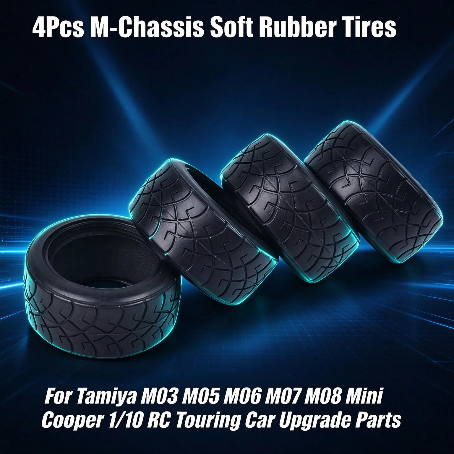 4Pcs M‑Chassis Soft Rubber Tires For Tamiya M03 M05 M06 M07 M08 Mini Cooper 1/10 RC Touring Car Upgrade Parts