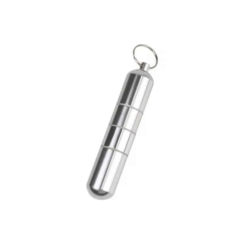 Waterproof Cigarete Case Silver Aluminum Alloy Cigarette Box Pill Toothpick Capsule Holder with Keychain Mens Gift