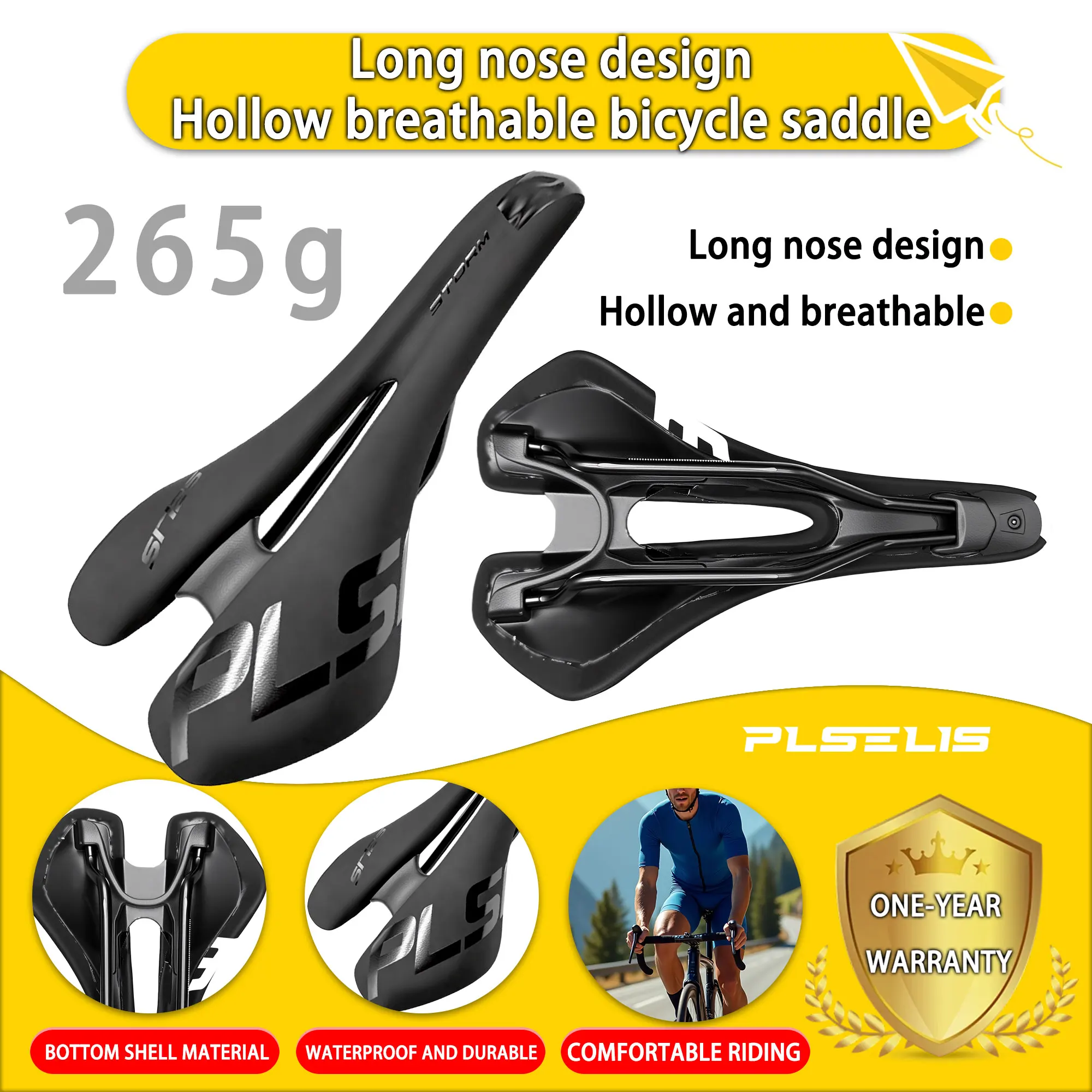 Plselis Weicher Schwamm-Fahrradsattel, Wasserdichter Leichter Fahrradsitz, Fahrrad-Sattel Reitausrüstung mit einem Gewicht von 265g.