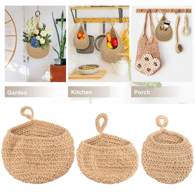 

Надежная подвесная корзина с фруктами для кухни, подвесные настенные корзины для фруктов и овощей, декоративные подвесные кухонные корзины ручной работы