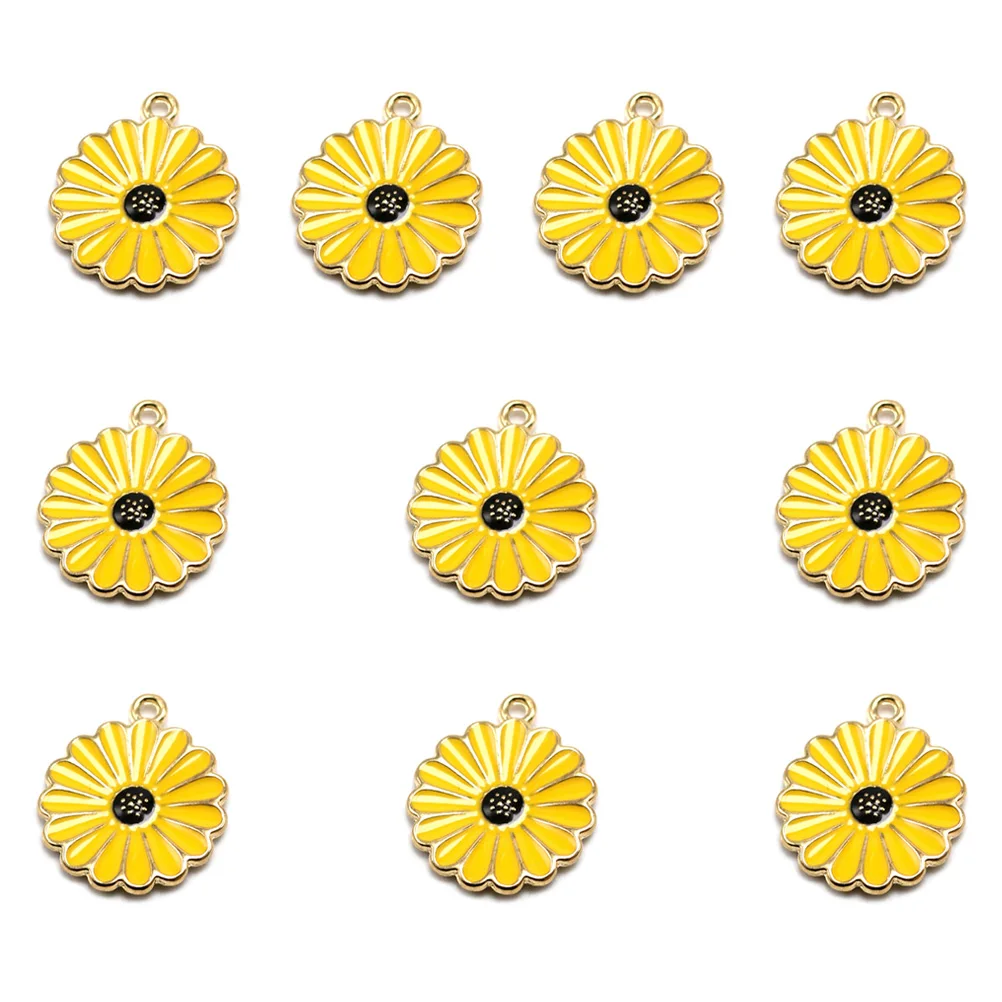 

10 Pcs Sunflower Earrings Pendant Charms for Jewelry Yellow Pendants Making Dangle