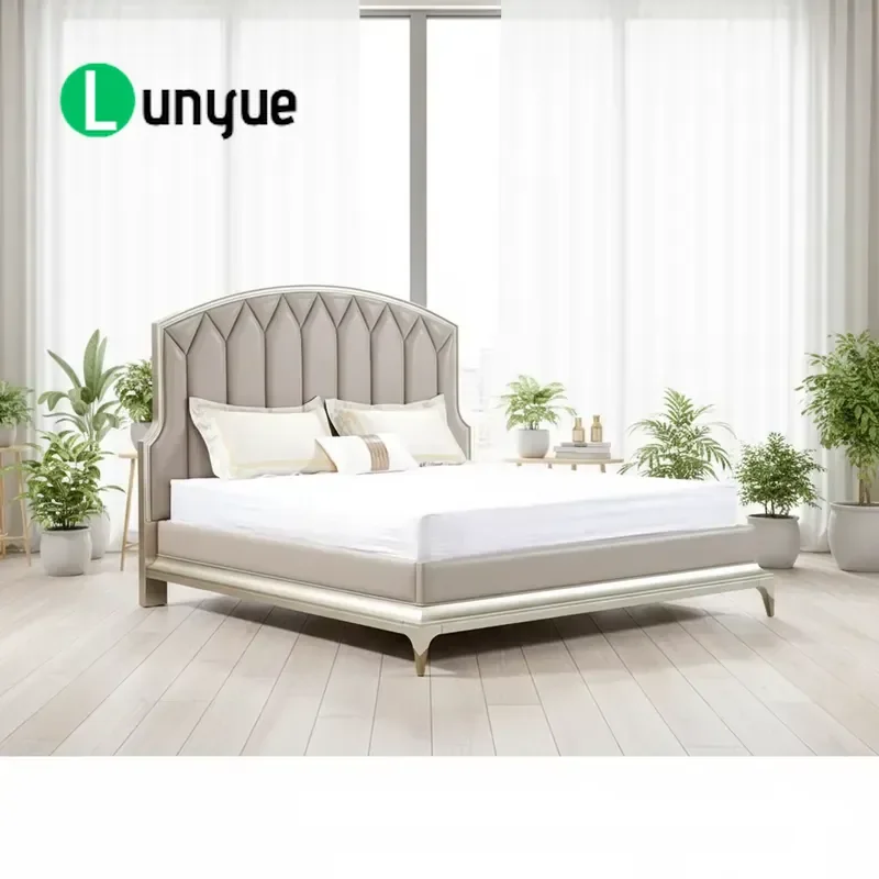 King Size Double Bed Solid Oak Wood Handmade French Vintage Modern Style Elegant Bedroom Furniture