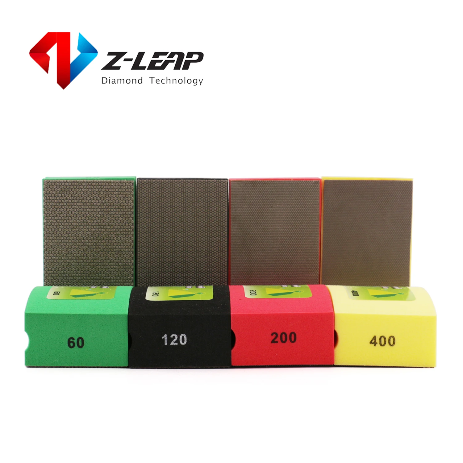 Z-LEAP Diamond Hand Polishing Pad 90*55mm Grit 60-400 For Glass Stone Marble Grinding Ceramic Tile