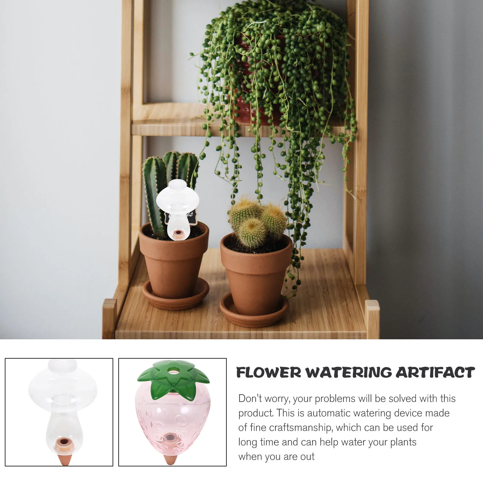 

2Pcs Automatic Watering Insert Clear Self-Watering Spike for Indoor Outdoor Succulent Plant Care Garden Watering