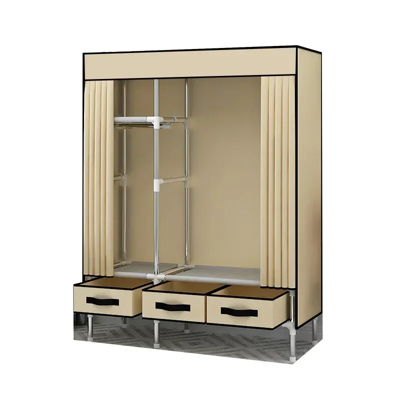Simple cloth wardrobe, household, bedroom, full steel frame, rental room, single small, small apartment