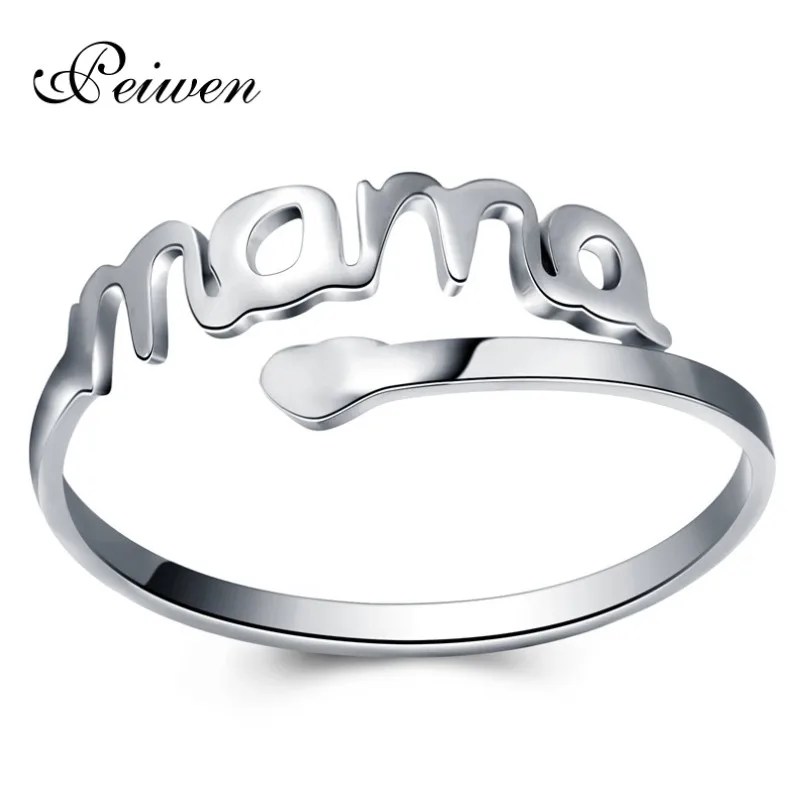 Vintage Heart Love MAMA Rings Stainless Steel Cuff Gold Silver Color Ring Women Jewelry For Birthday Mother's Day Open Mom Ring