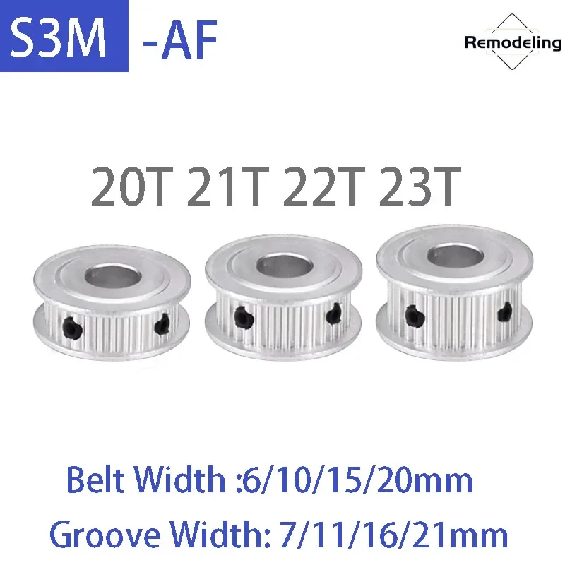 1pcs S3M AF Timing Pulley Aluminum Alloy 20T 21T 22T 23T Synchronous Wheel Belt Width 6/10/15/20mm Bore 4mm-12mm