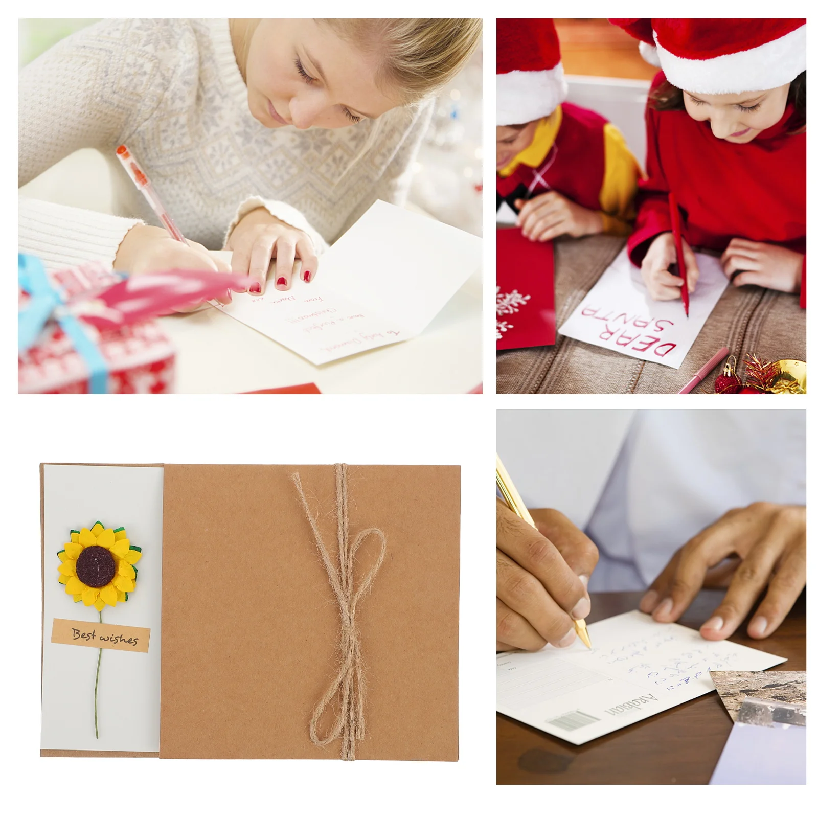 

8 Pcs Simulated Dried Flower Greeting Card Festival Cards Festive Handwriting Floral Blessing