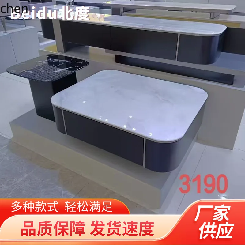 HT Minimalist Coffee Table Square Furniture Vintage Style Home Use Extendable Simple Wabi-Sabi Style Round Coffee Table