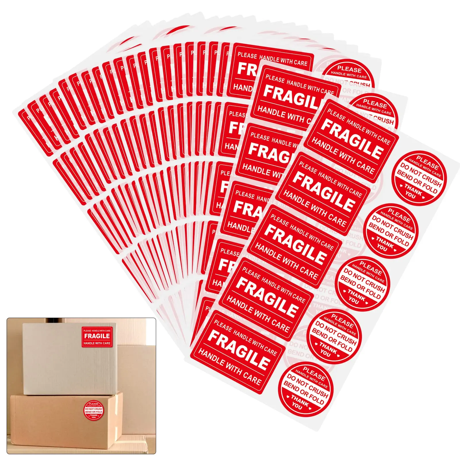 100 pegatinas frágiles para el envío. No se pipa ni plegar. Las pegatinas no se caen de etiquetas.