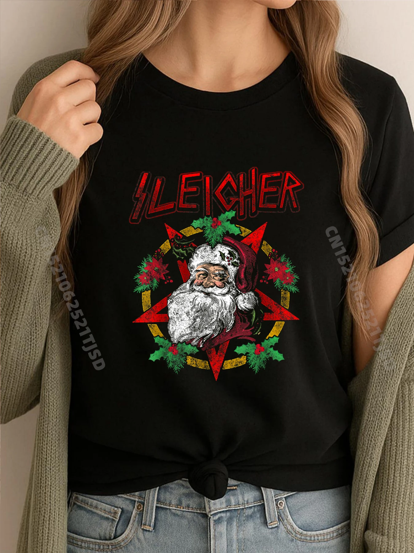 

Санивец Санта-Клаус Рождество Негабаритная футболка с принтом Футболка на день рождения