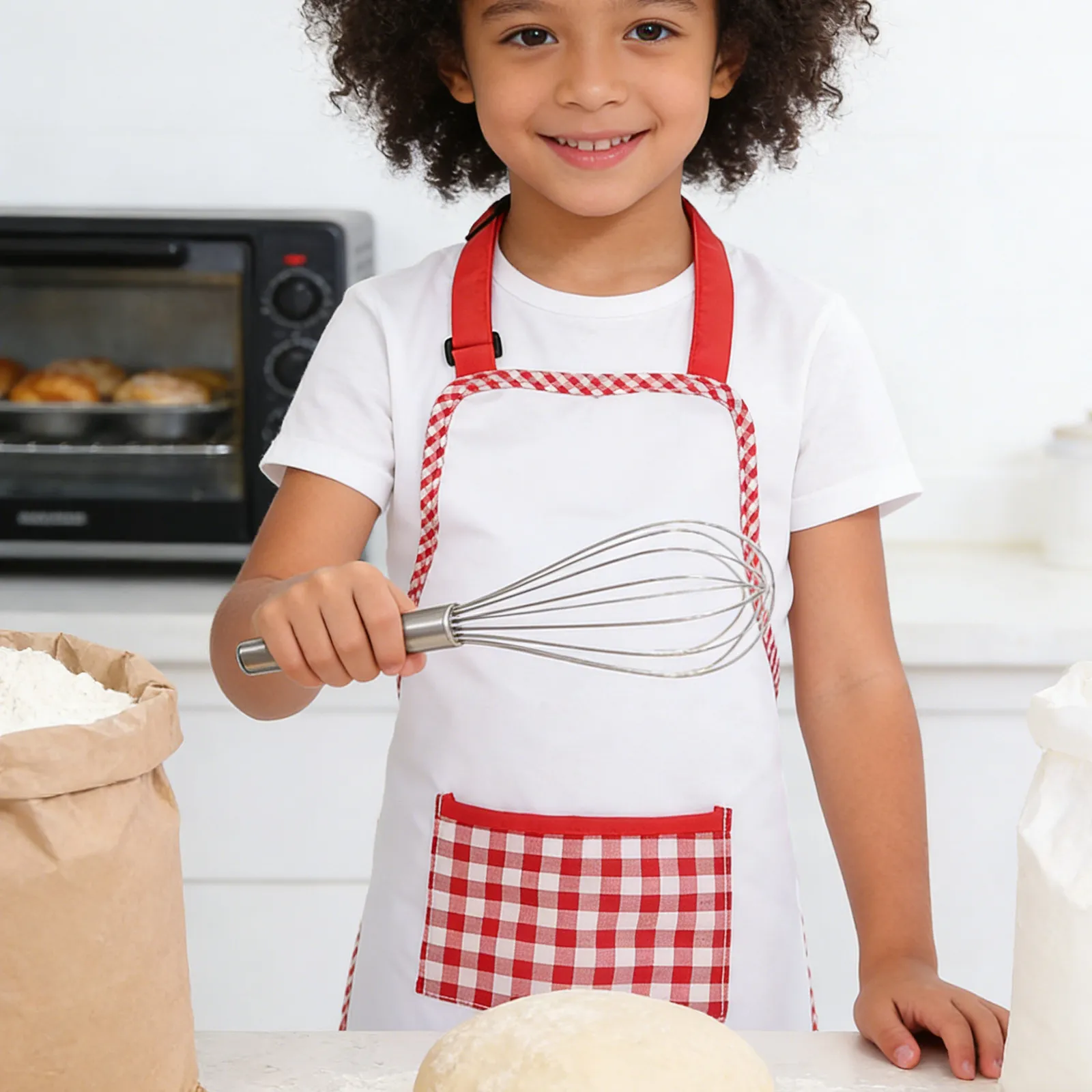 

Набор для выпечки для малышей: фартук, колпак шеф-повара, безопасные мини-инструменты, регулируемая застежка на шее, идеально подходит для раннего обучения готовке