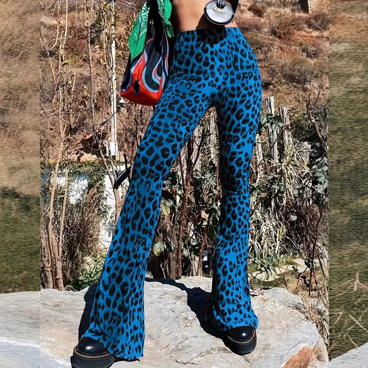 Women Leopard Print Flared Pants Fashion Workout Casual Leggings Female Sport High Waist Leggings Skinny Push Up Butt Yoga Pants