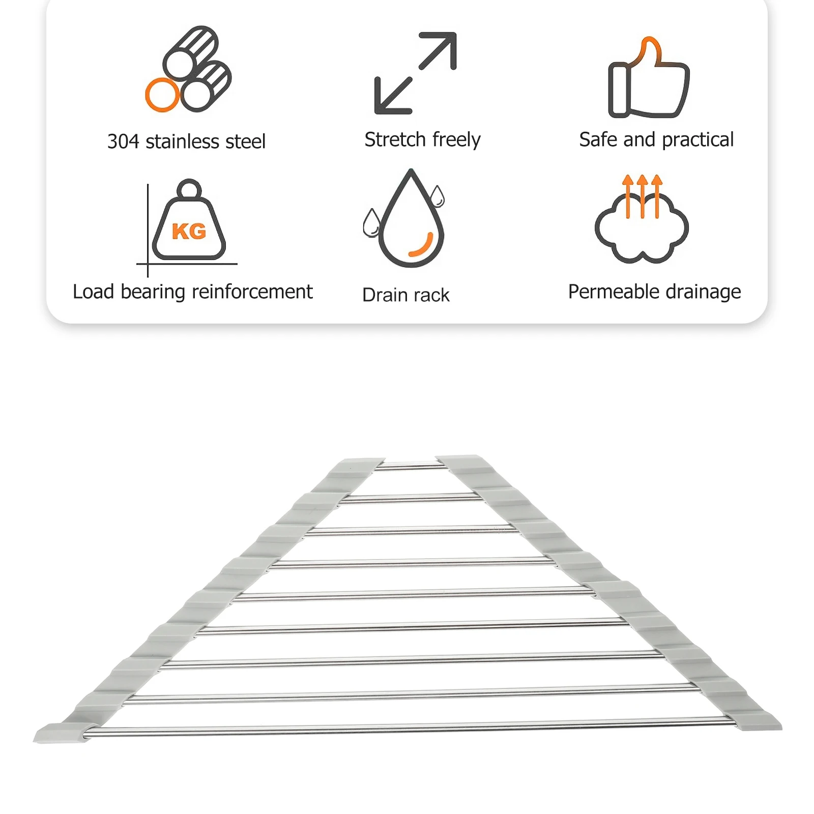 

Stainless Steel Shelf Sink Drying Basket Triangular Frame Foldable Kitchen Storage Rack Fruit Vegetable Draining Basket