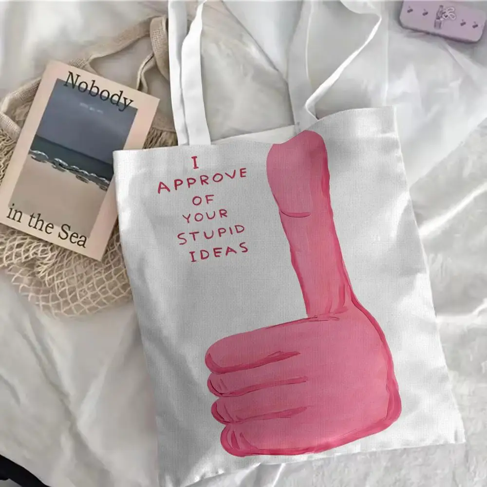 Funny Design fingers Storage Bags Double-Sided Print Canvas Tote Bag Fashion Large Capacity Women's Shoulder Handbag