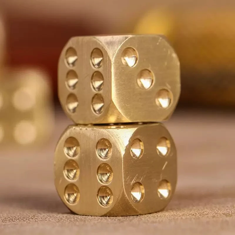 High Quality Brass Dice, Pure Copper Metal Solid, Creative Mahjong Game Toy Dice For Bar Supplies, Hand Polished CNC