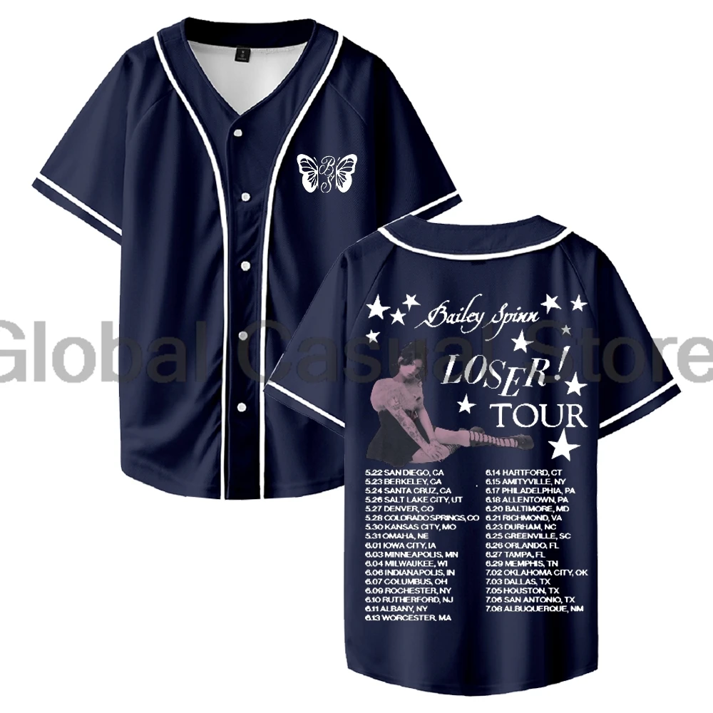 بيلي سبين لوزر تور 2025 البيسبول جيرسي الخامس الرقبة قصيرة الأكمام زر متابعة قمصان الرجال النساء في الهواء الطلق الشارع الشهير القمم