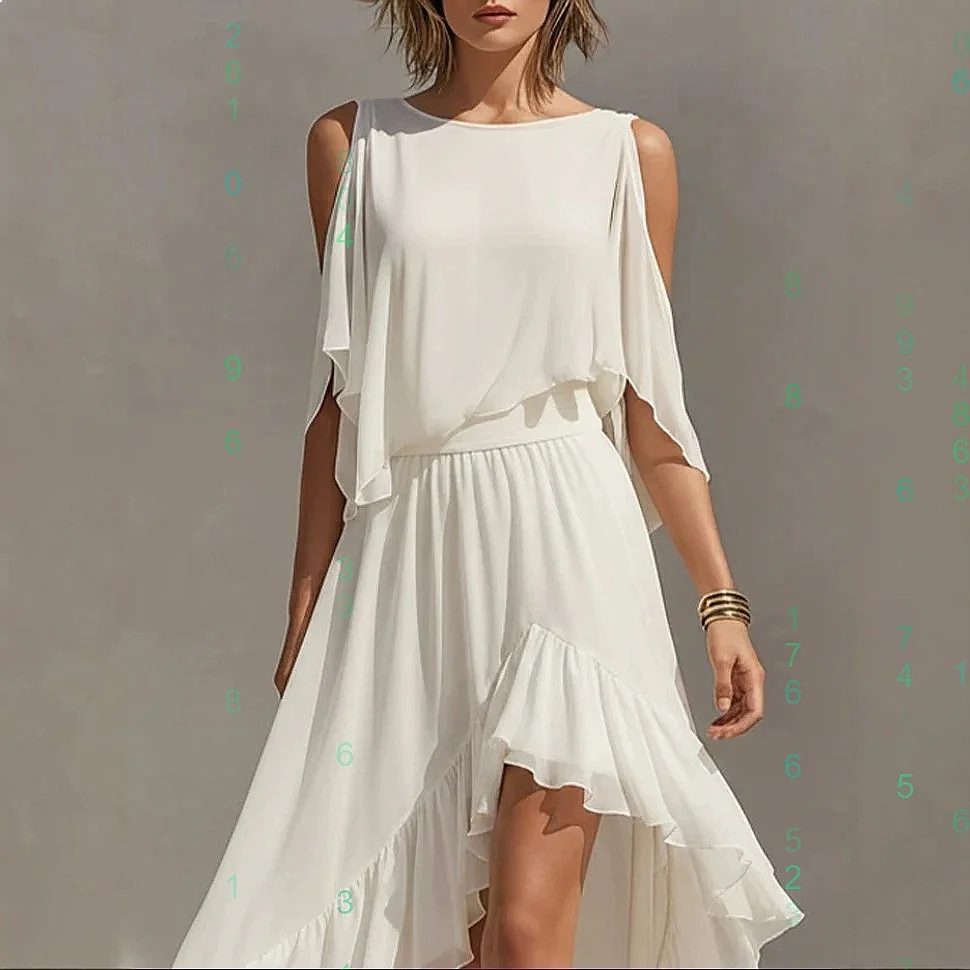 Flowy Ruffle Hem Dress Long Maxi Dress for Women Spring Summer Round Neck Casual Holiday Overall Jumpsuit Playsuit view 4