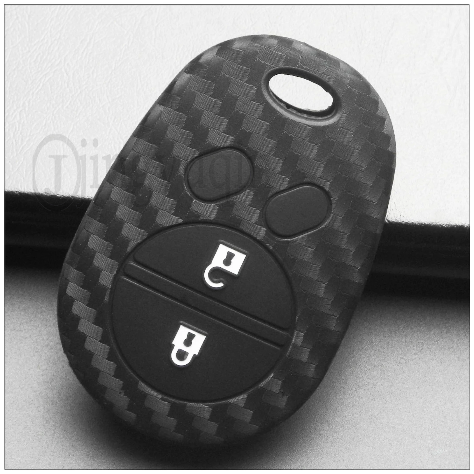 jingyuqin Carbon Fiber Silicone Car Key Case Fob Cover For Toyota Sienna Tundra Sequoia Holder protected Cover Keychain
