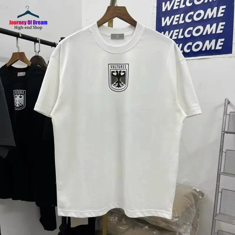 Trend Fashion White Black Kanye Logo Print T-shirt 100% Cotton Summer Men Women Easy Tee Tops